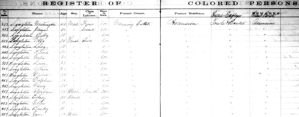 LA Register of Black Persons Entire Singleton Family Listed LA Roll 29cropped